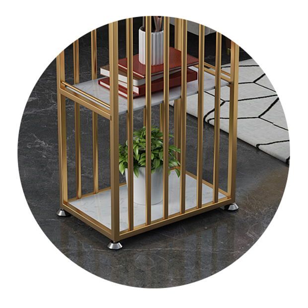 1/3 Pieces Glam Iron Bistro Set White Rectangle Faux Marble Top Bar Table Set with Shelf