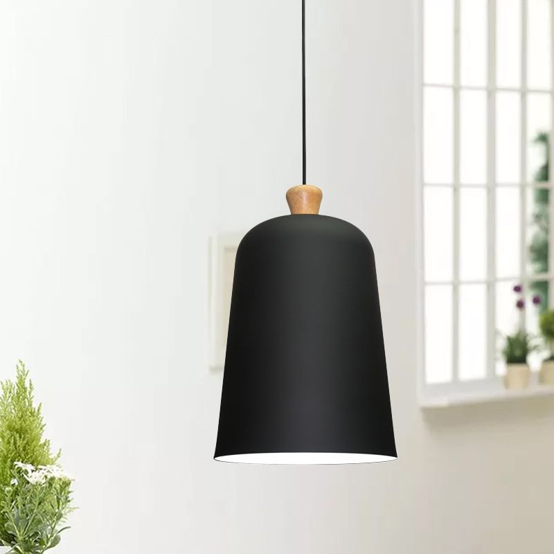 Pink/Grey/Black Bell Pendant Lamp Modern Style 1 Bulb Aluminum Ceiling Lighting for Dining Room