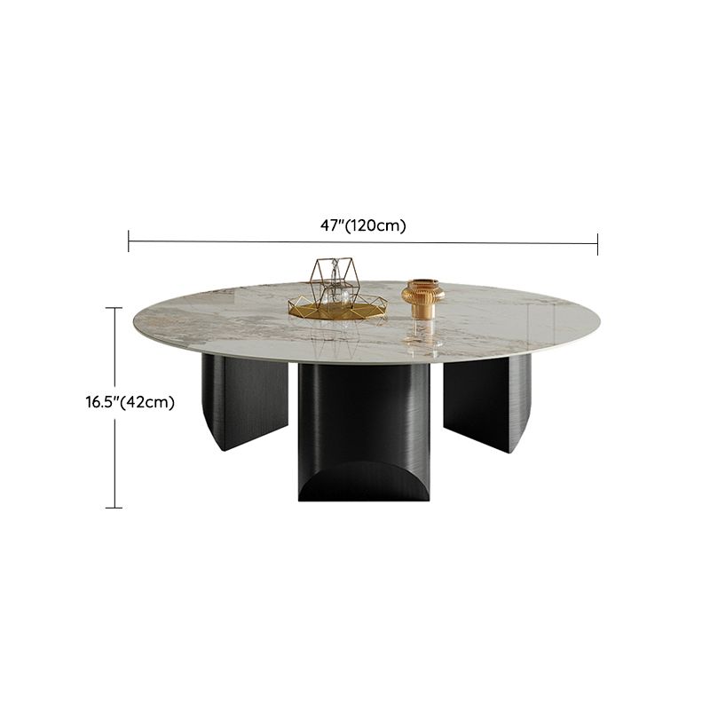 16.53" Tall Slate Top Coffee Table Stainless Steel Base Cocktail Table
