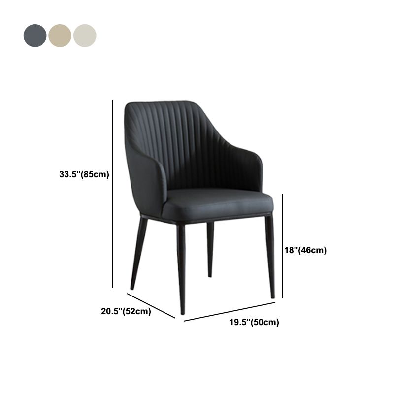 Contemporary Arm Dining Chairs Faux Leather Parsons Dining Side Chair