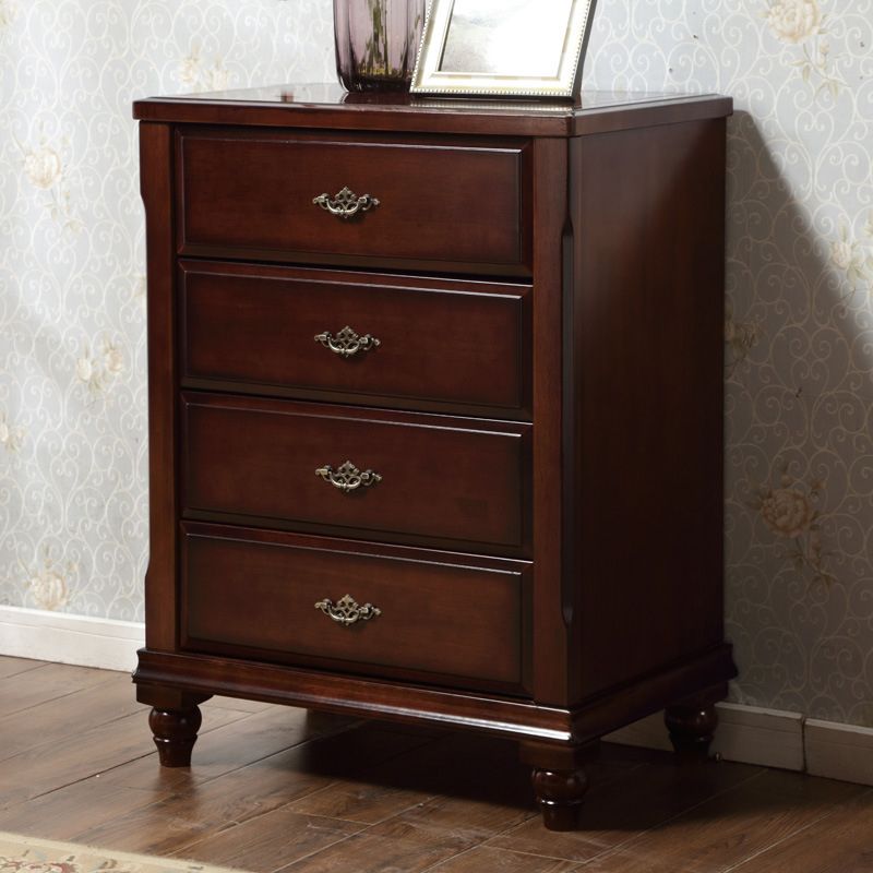 Traditional Wooden Bedroom Chest Vertical Storage Chest with Drawers