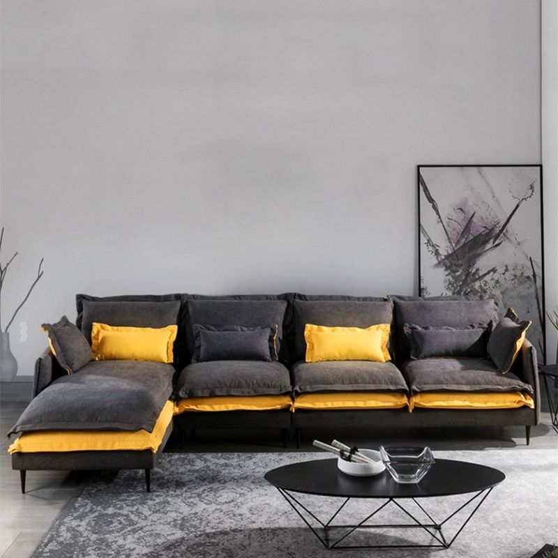 Scandinavian 5-seater Fabric Sectional L-shape Slipcovered Sectional