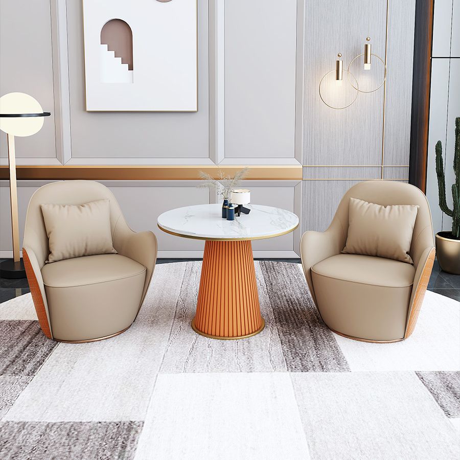 Round Dinette Table Traditional Luxury Dinner Room Kitchen Table with Metal Base