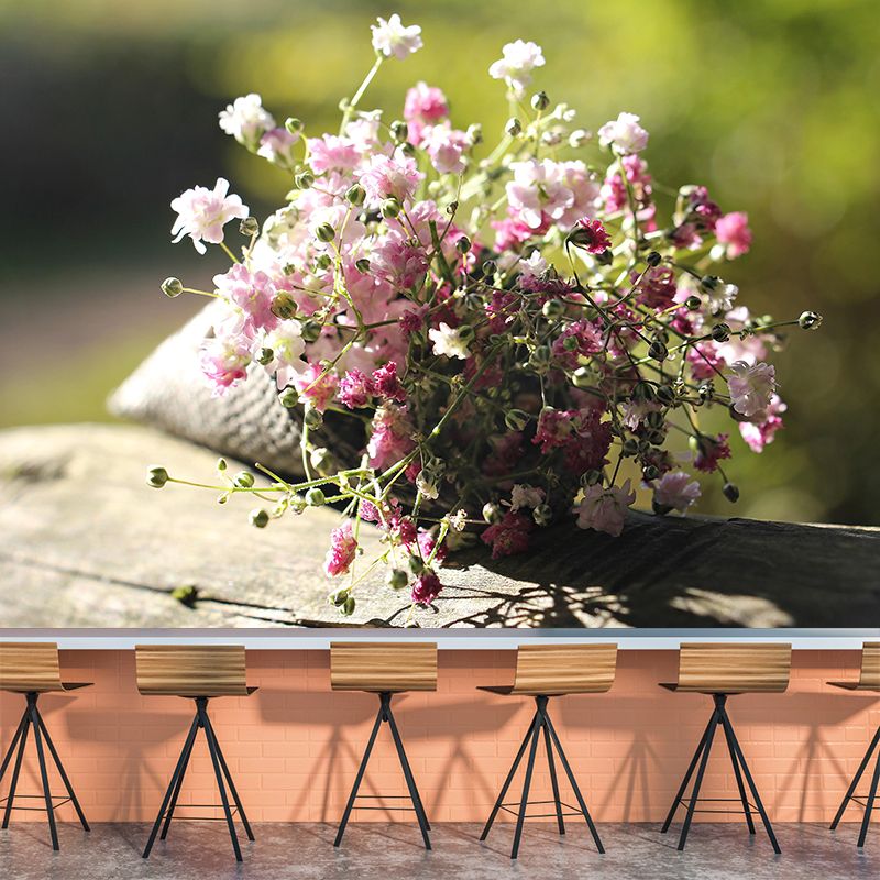 Beautiful Flowers Murals Wallpaper Flower Stain Resistant Wall Decor for Girl Bedroom