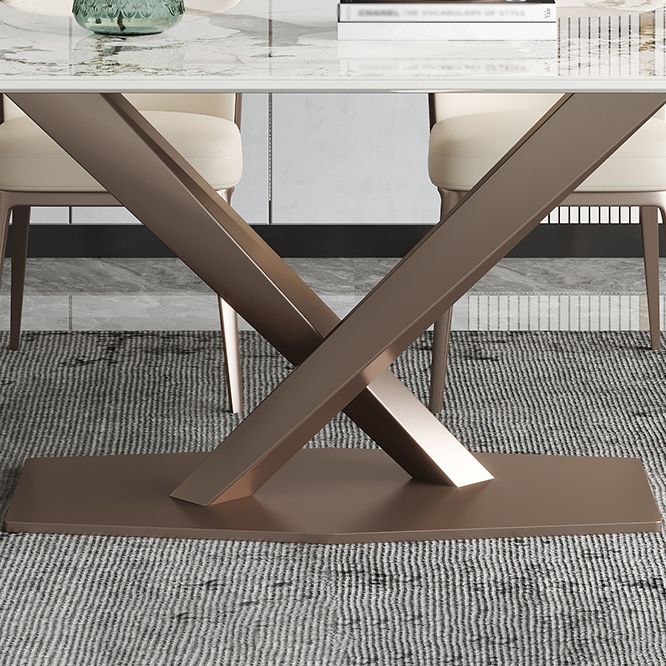Glam Kitchen Eettafel van gesinterde steen Grijze rechthoekige eettafel met voetstuk