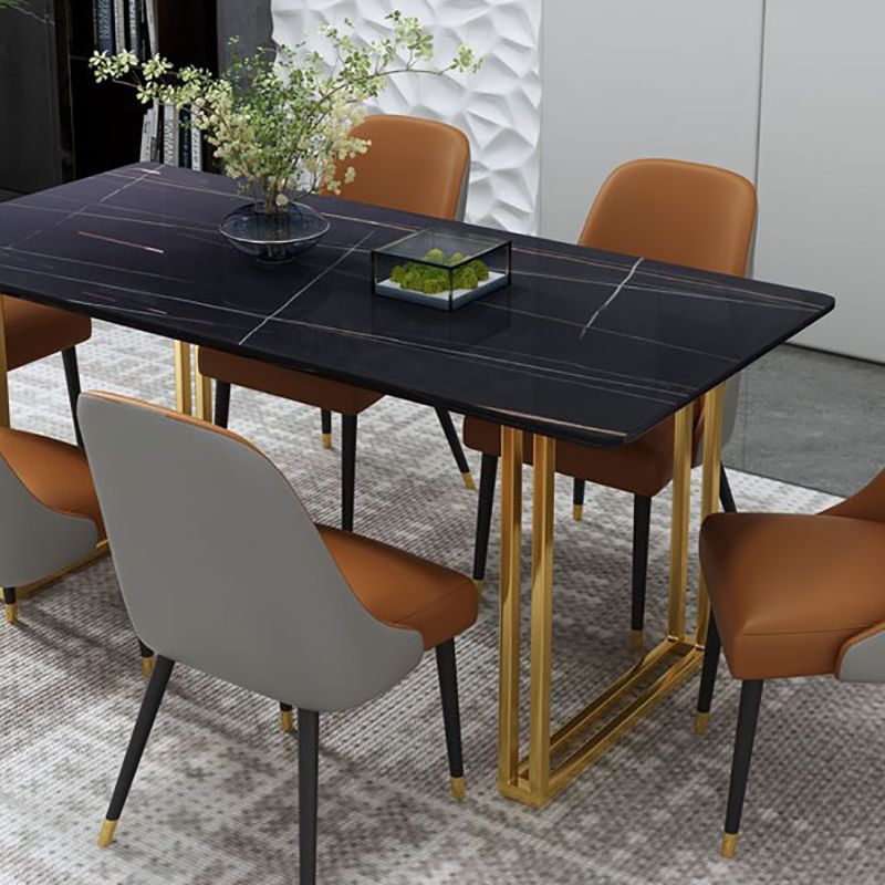 Modern White and Black in Marble Counter Table Rectangle Dining Table for Kitchen
