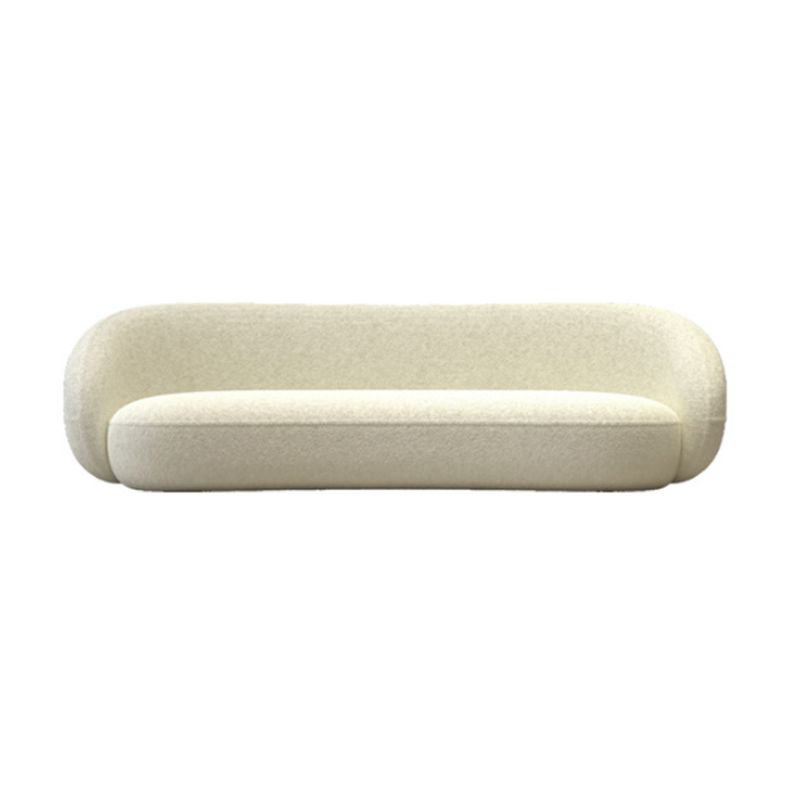 Modern Simple Curved Sofa 29.53"h Sloped Arm Wool Sofa in White