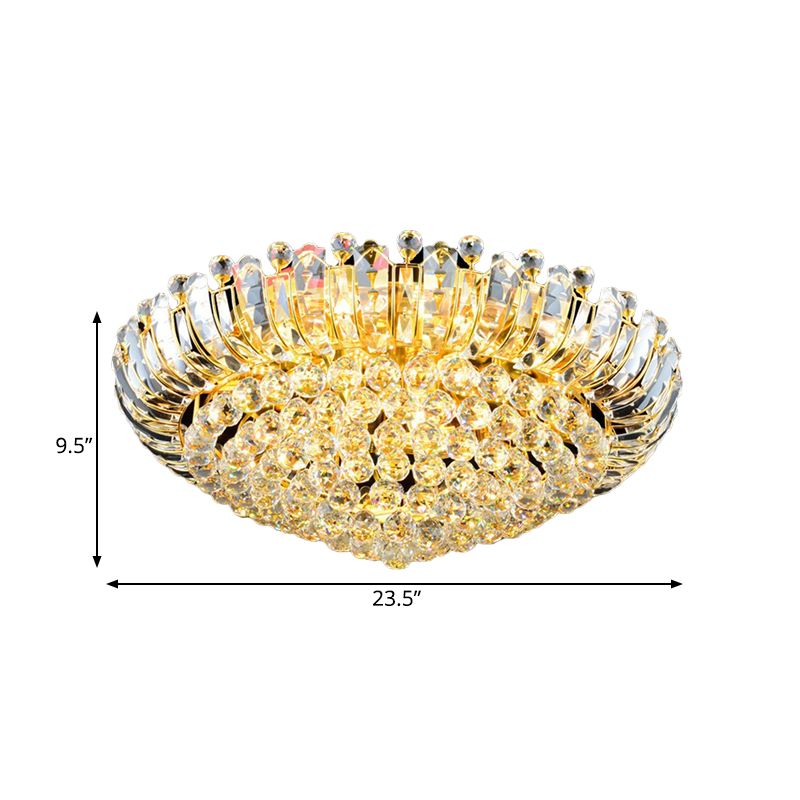 LED Flush Mount Chandelier Simple Stylish Pointed Crystal Orb Flush Ceiling Light in Gold