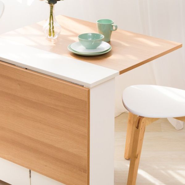 Mesa de madera de madera plegable artificial Mesa rectángulo extensible con base de caballete de almacenamiento