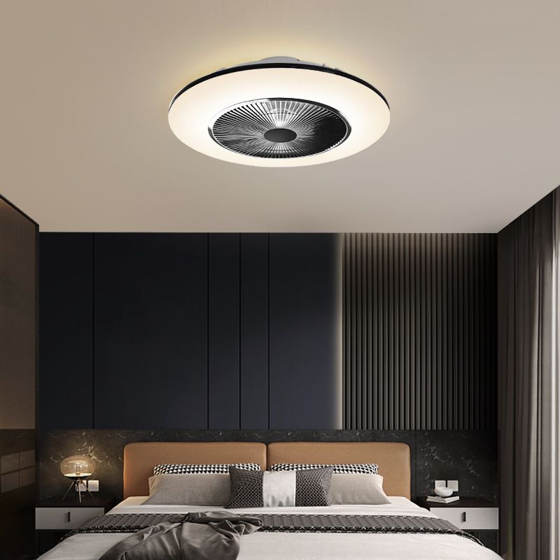 Schwarzer runde Lüfterleuchte nordische LED -Acryl -halb Flush Deckenleuchte für Schlafzimmer