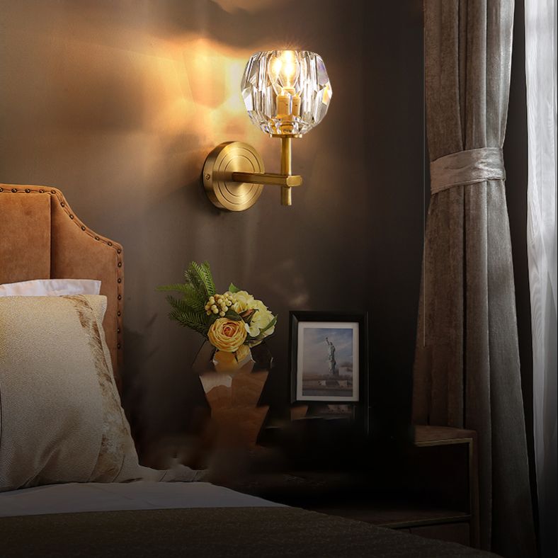 Lámpara de la plataforma de estilo moderno Cristal transparente de pared de 1 luces en oro