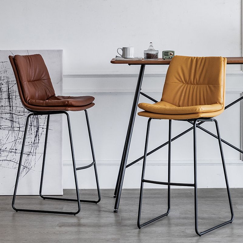 Modern PU Upholstery Bar Stool Low Back Arm-less Counter-height Indoor Stool