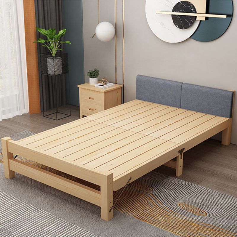 Scandinavian Wood Foldable Bed Low Profile Upholstered Bed with Mattress