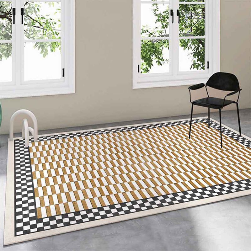 Stylish Contrast Panel Rug Geometric Area Carpet Polyester Stain Resistant Carpet for Home Decor