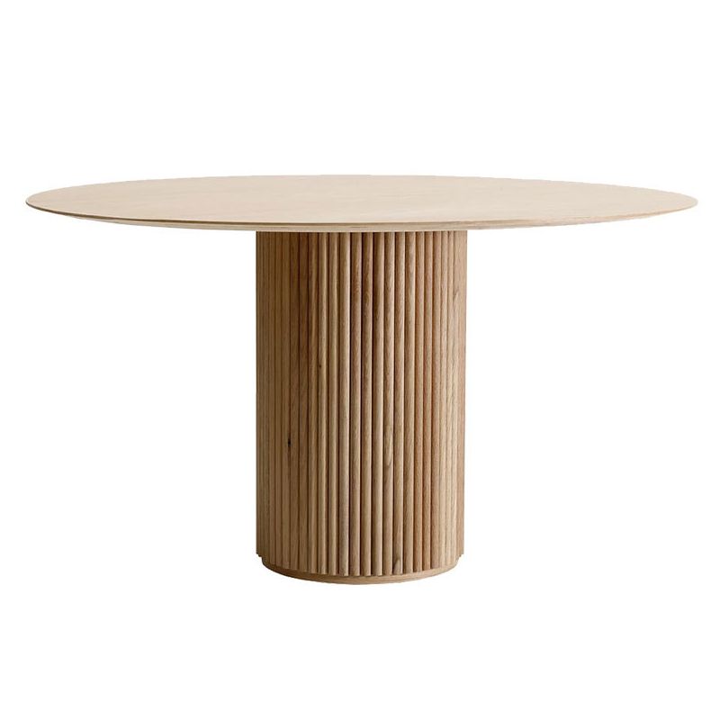 Zeitgenössischer runder Esstisch Kiefer Massivholz Tisch mit Sockelbasis