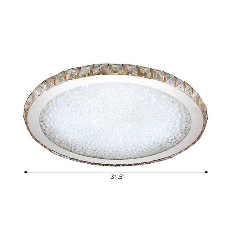 Plafonnier circulaire moderne à 1 lumière en cristal clair/ambre de 8,5"/14"/18" de large, luminaire de plafond à LED en lumière chaude/blanche