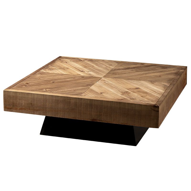 Scandinavian Block Coffee Cocktail Table in Pine Wood Square Shape