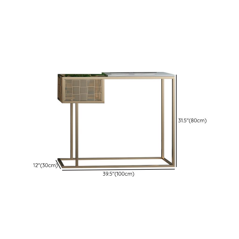 Glam Iron Console Accent Table Marble Console Sofa Table for Hall
