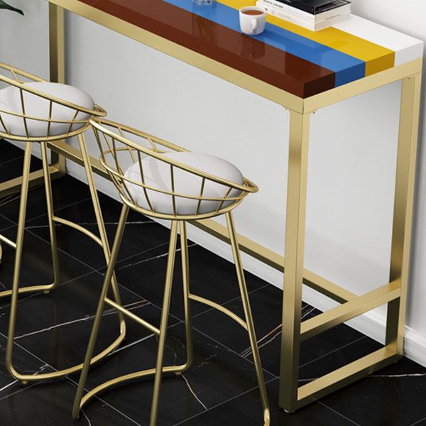Glam Style Fixed Bar Table 1/4 Pieces Solid Wood Rectangle Counter Set for Indoor
