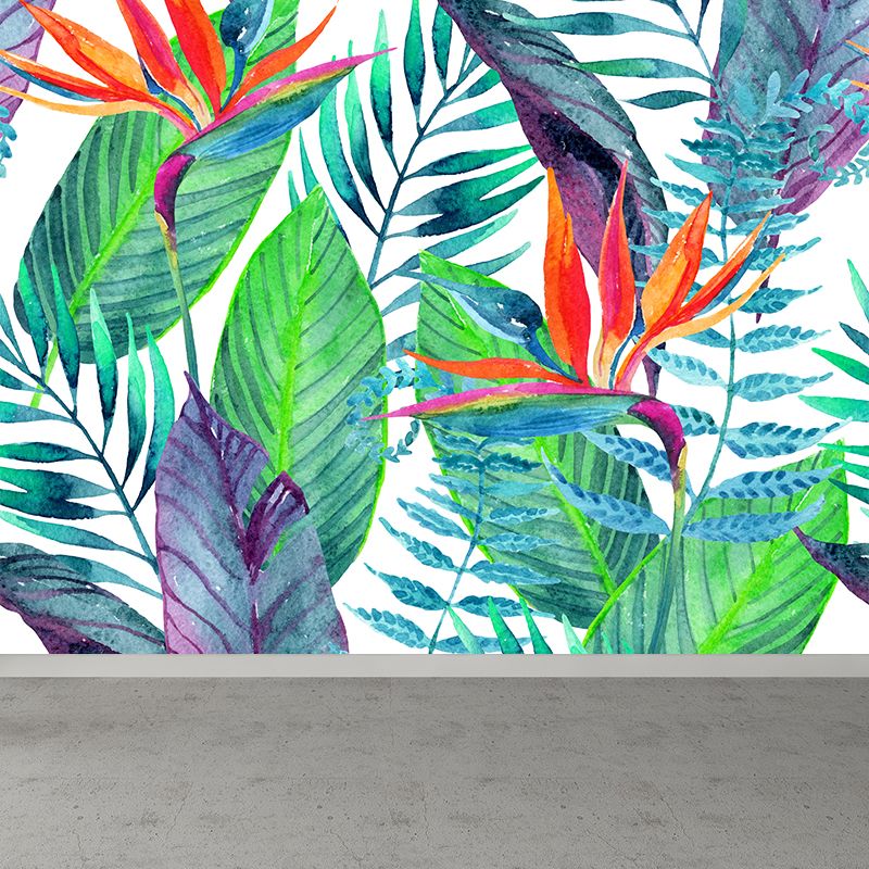 Water Resistant Leaves Pattern Mural Tropical Non-Woven Wall Decor, Made to Measure