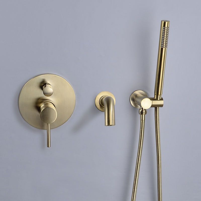 Cold and Hot Wall Mounted Bathtub Faucet Gold Finish Tub Faucet with Shower Head