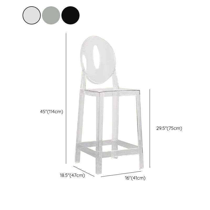 Industrial Backrest Armless Counter High Stool Plastic Bar Stool with 4 Legs