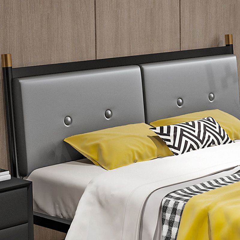 Metal and Upholstered Panel Bed Glam 39.4" Tall Standard Bed
