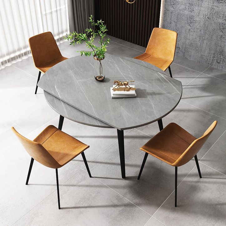 Round 4-foot Dining Site Table Simplicity Style Stone Drop-Leaf Dinette Table for Home