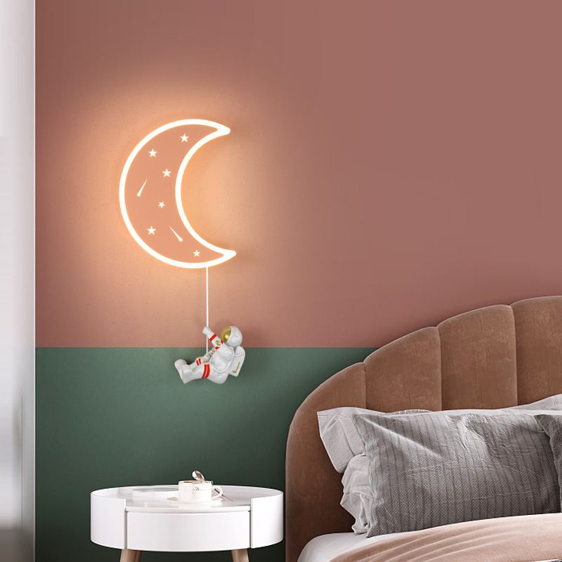 Moon Shape Wall Mount Light Children LED Wall Light with Acrylic Shade for Bedroom
