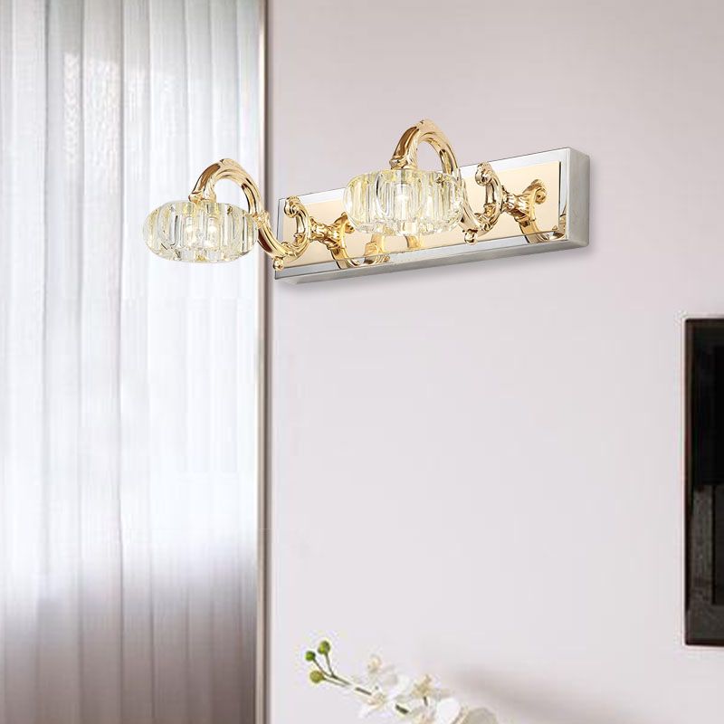 Lampada a parete per ombra rotonda Modernismo Metal 2/3/4 Bulbi Gold Finitura Vanity Lighting With Curved Brain, 13 "/19" W