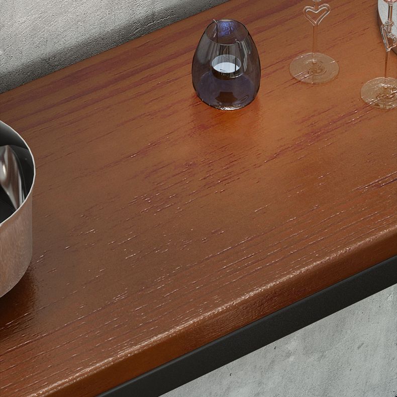 Industrial Style Bar Dining Table Brown Solid Wood Bar Wine Table with Metal Base