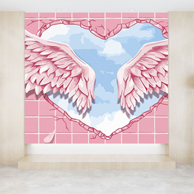 Large Bird Wing Mural Wallpaper Modern Natural Animals Wall Decor in Pastel Color