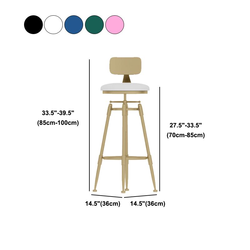 Glam Rotatable Backrest Counter Stool Iron Cafe Bar Stool with Cushion and Pedal