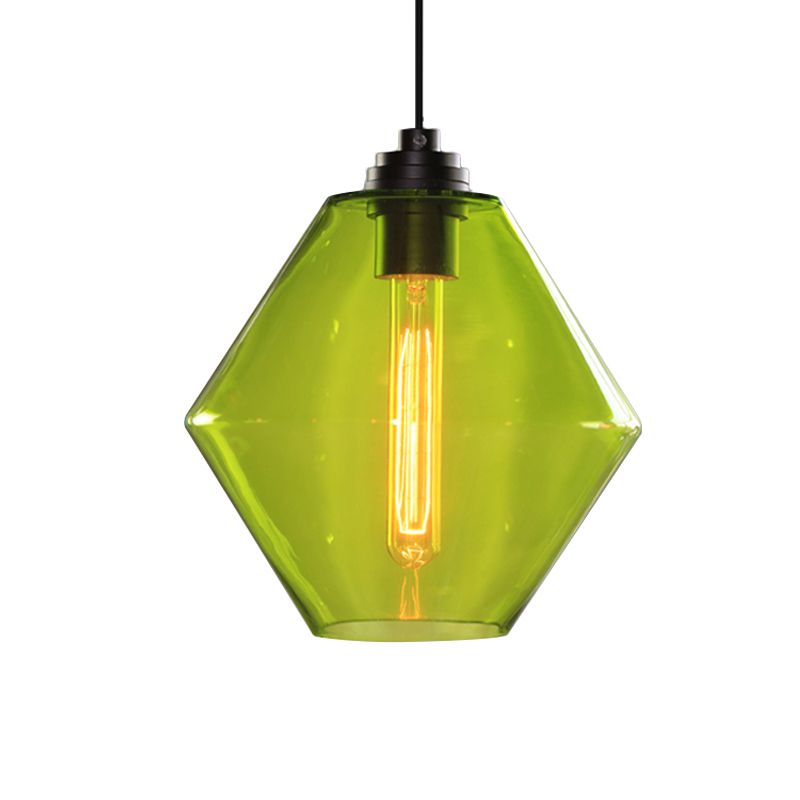 Single a diamante a diamante soffitto a sospensione leggera vintage nere arancione/blu/verde lampada appesa