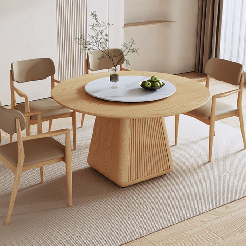 Round Dining Table Set 1/5/7/9 Pcs Ash Solid Wood Dining Table and Arm Chairs