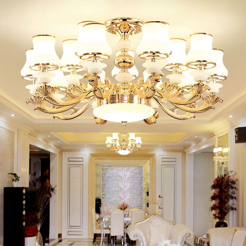Knop schaduw wit glas ophanging licht retro stijl woonkamer kroonluchter verlichting
