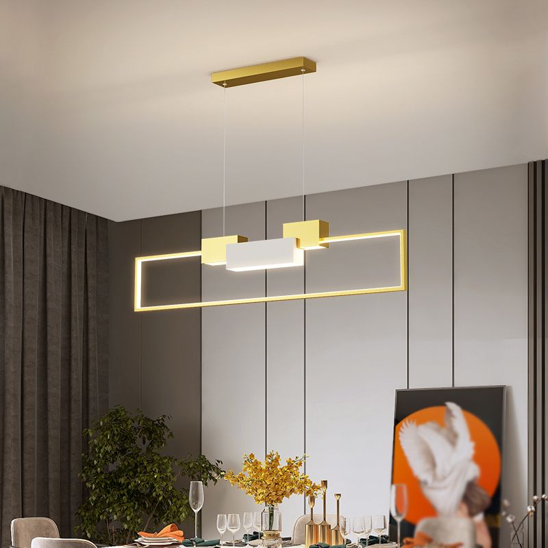 Luces colgantes de forma de rectángulo de estilo contemporáneo accesorios de iluminación de metal