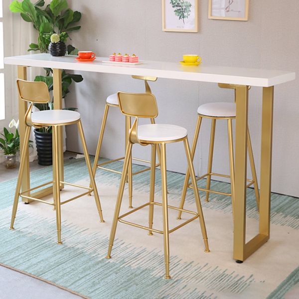 Glam Style Rectangle Bar Table Solid Wood Bar Dining Table with Sled Base