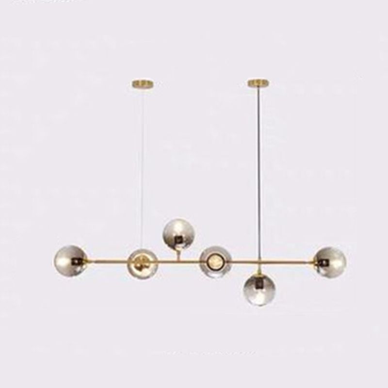 Modern Linear Ceiling Pendant Light Glass 6 Lights Hanging Ceiling Lights