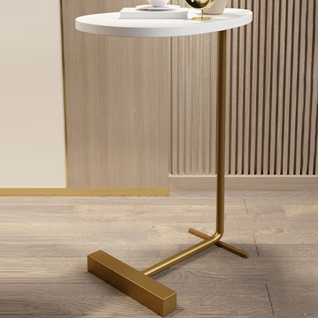 Modernistic Metal C Side Table Geometric Side End Table with Marble Top