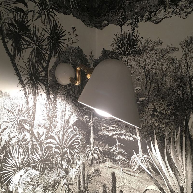 Wide Flare Metal Sconce Modernist 1 Head White Wall Mounted Lamp with Rotating Node