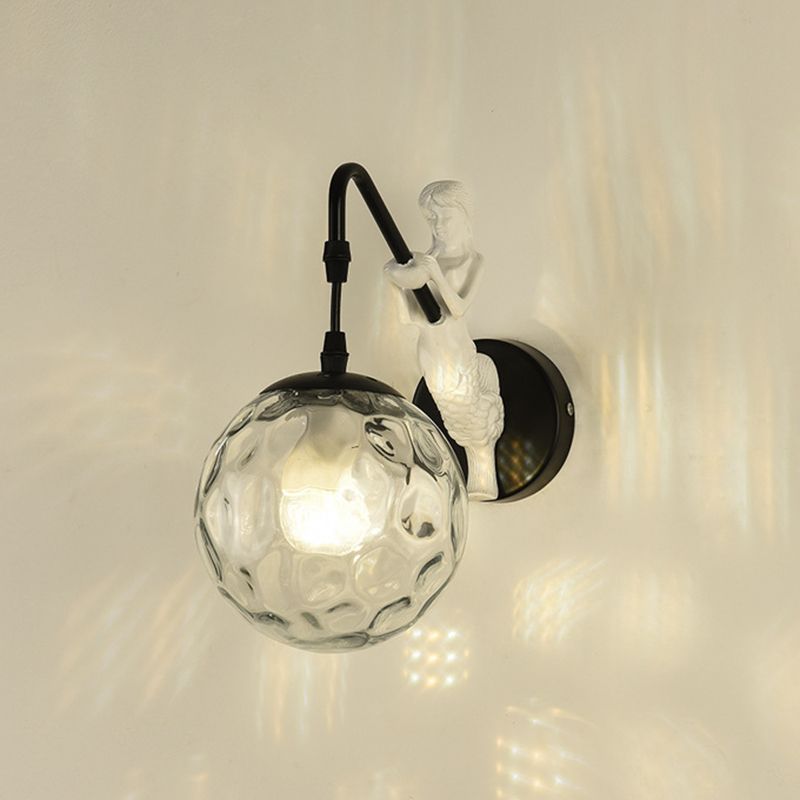 Industrial Style Globe Shape Wall Sconce Glass 1 Light Sconces for Bedroom