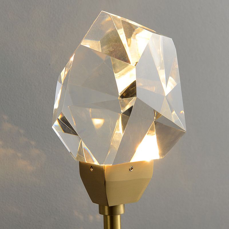 Postmodern Stone Shaped Wall Light Crystal 1 Bulb Bedside Wall Lighting in Brass