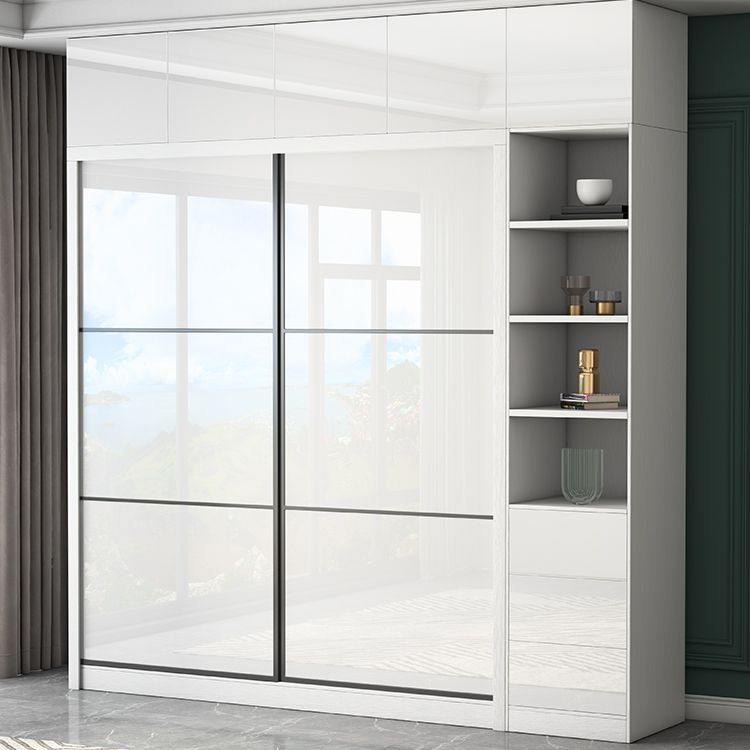 White High Gloss Wardrobe Armoire Modern Engineered Wood Wardrobe