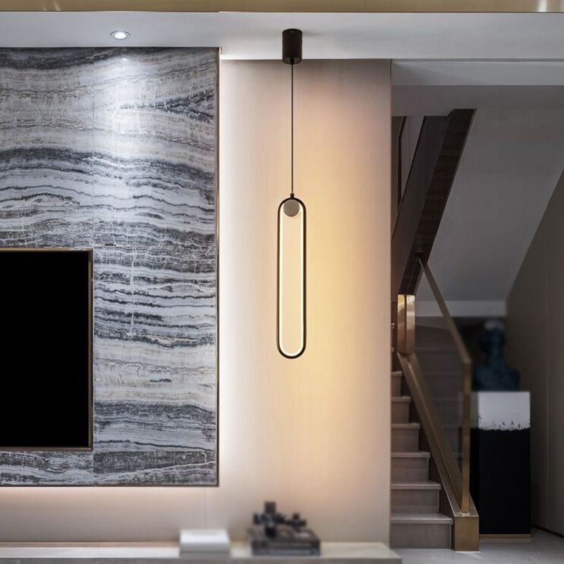 Linear Shape Metal Pendant Light Modern Style 1-Light Hanging Lamp