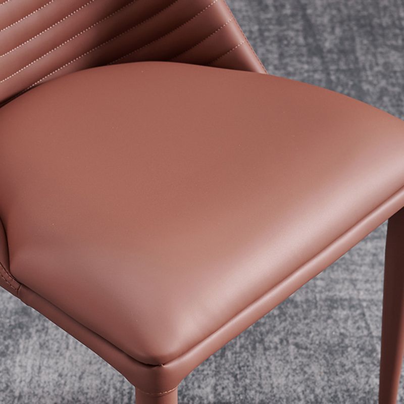 Modern Style Armless Side Chairs Faux Leather Chair with Metal Legs for Kitchen