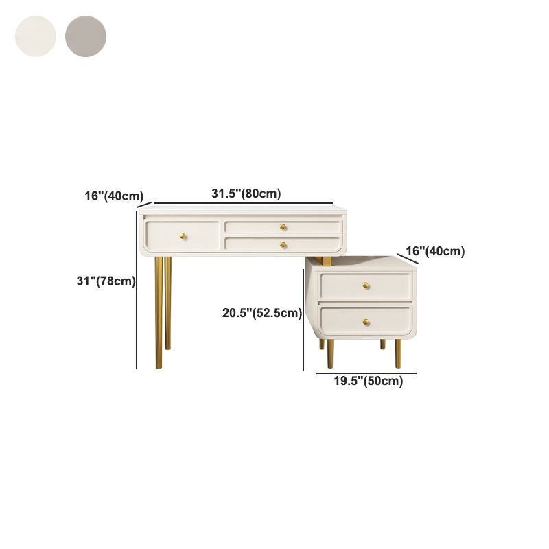 3/5 Storage Drawers Make-up Vanity Solid Wood and Stone Dressing Table