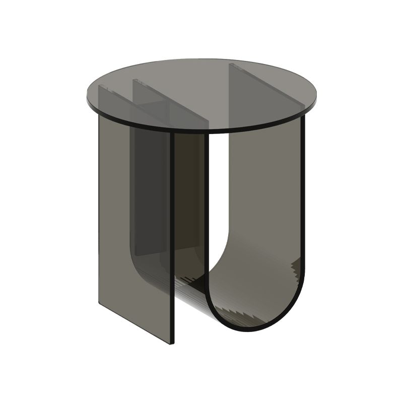 Modern Acrylic End Slide Table Round Corner Table with Storage