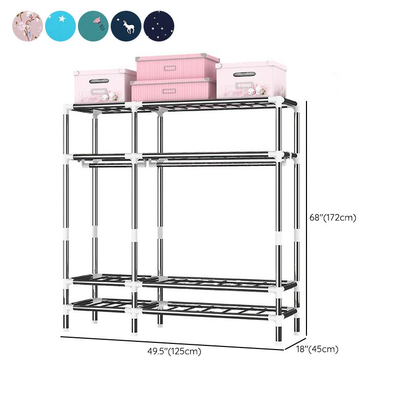 Steel Wardrobe Cabinet with Shelves Modern Wardrobe Armoire with Drawer