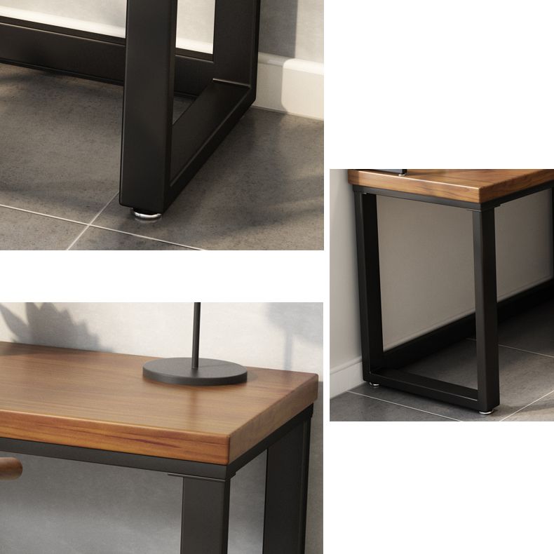 Solid Wood L-Shape Office Desk Industrial Fixed Writing Table